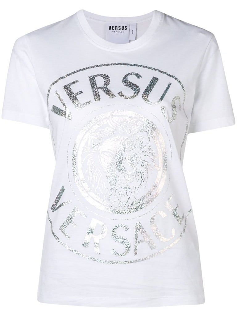 metallic logo-print T-shirt