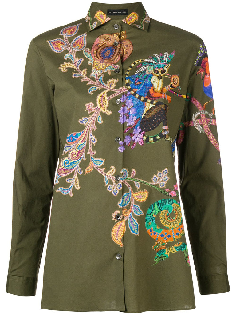 floral embroidered shirt