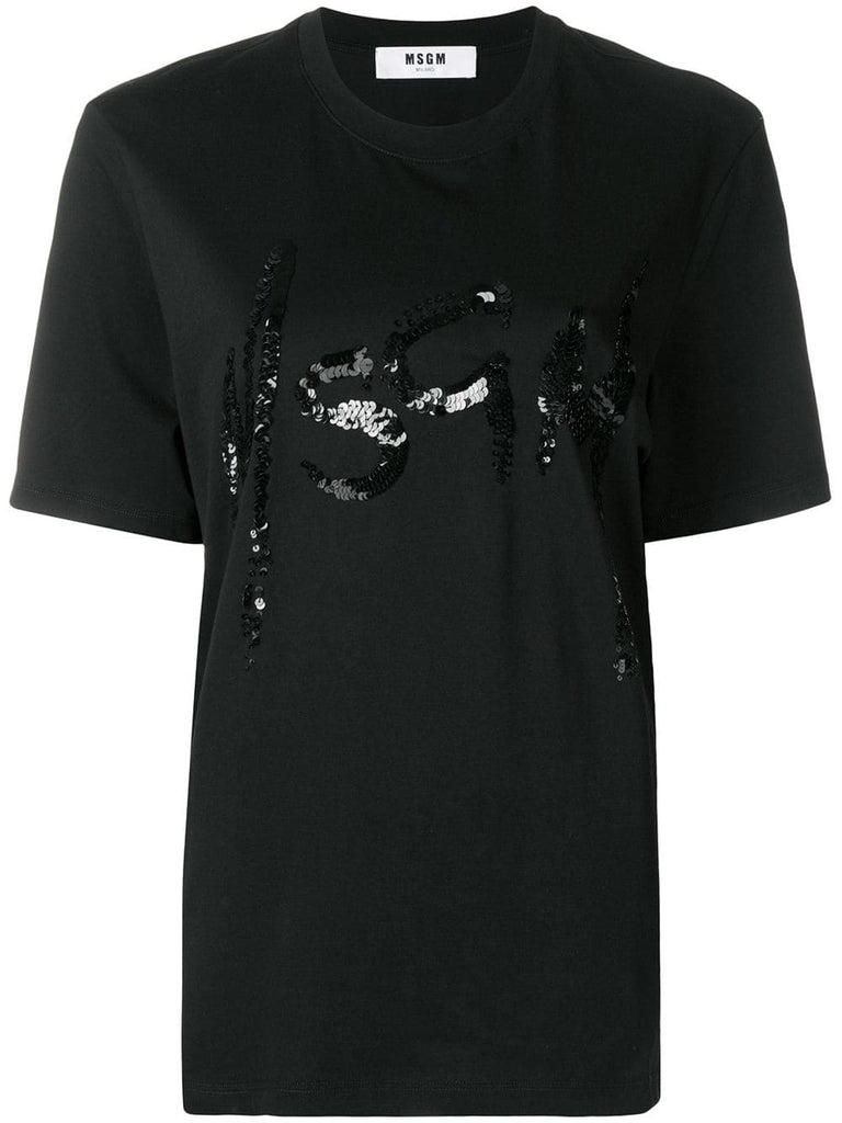 sequin logo T-shirt