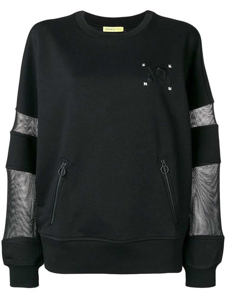 mesh-panel long sleeve sweatshirt