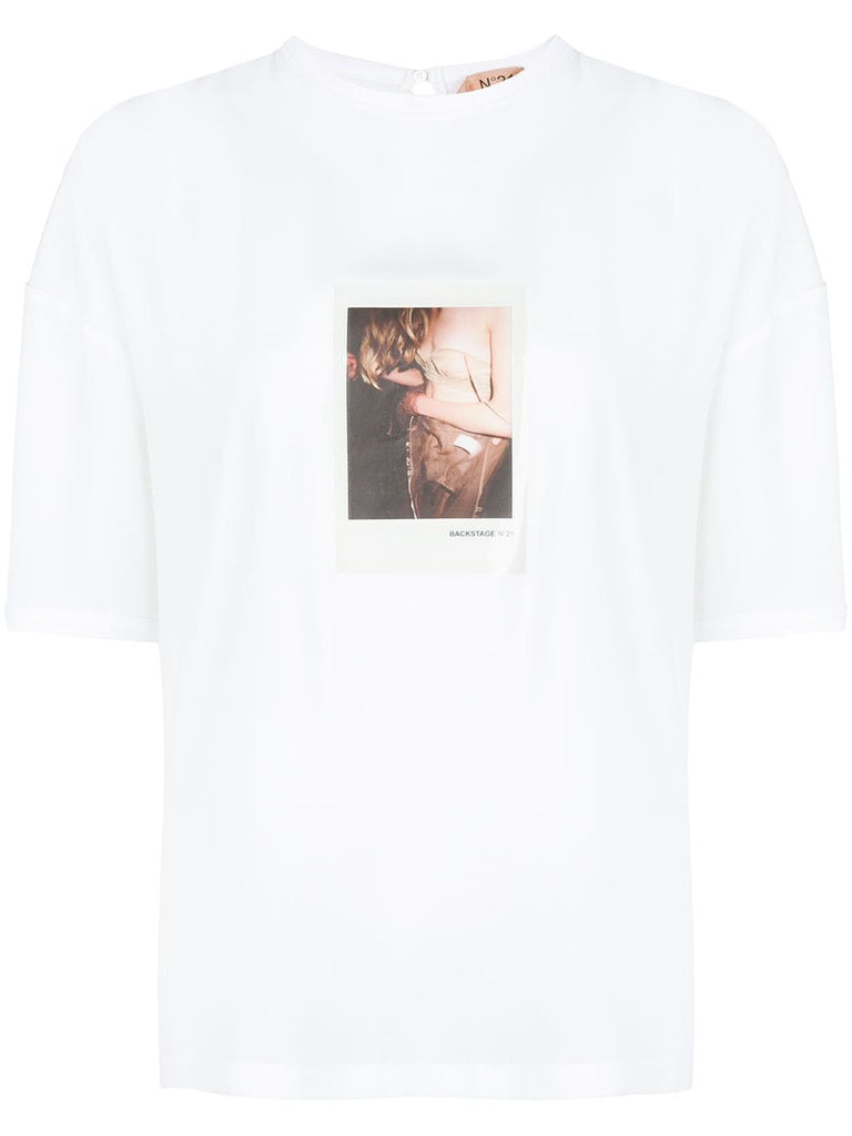 polaroid-print crêpe de chine t-shirt