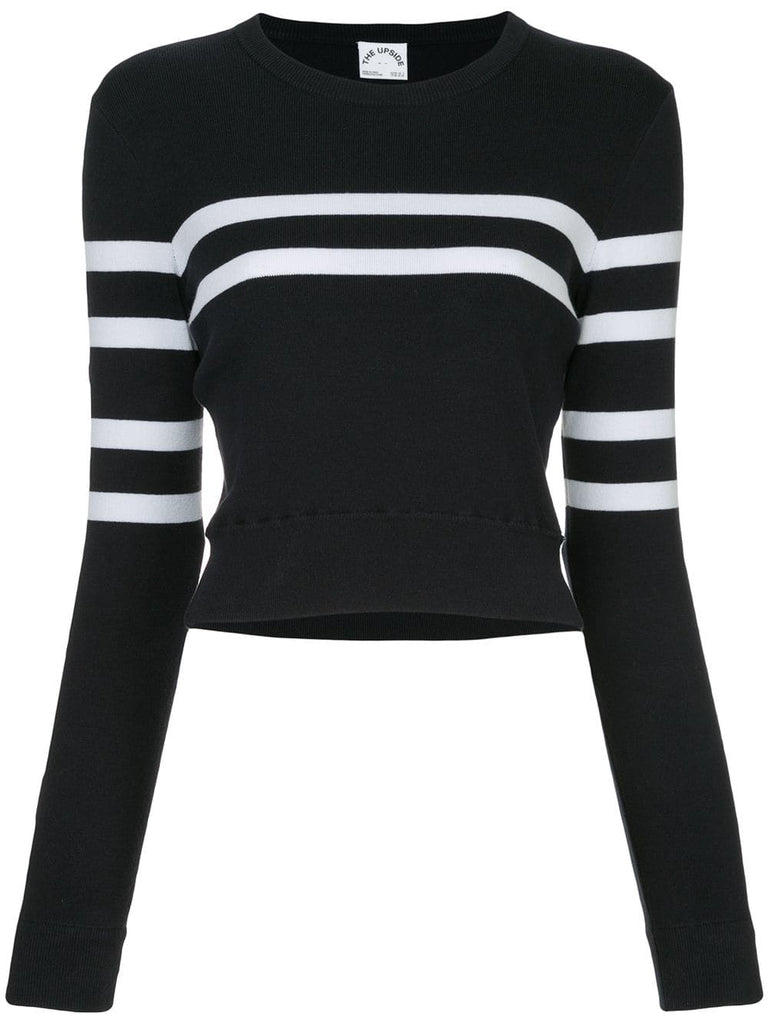 stripe detail cropped sweatshirt