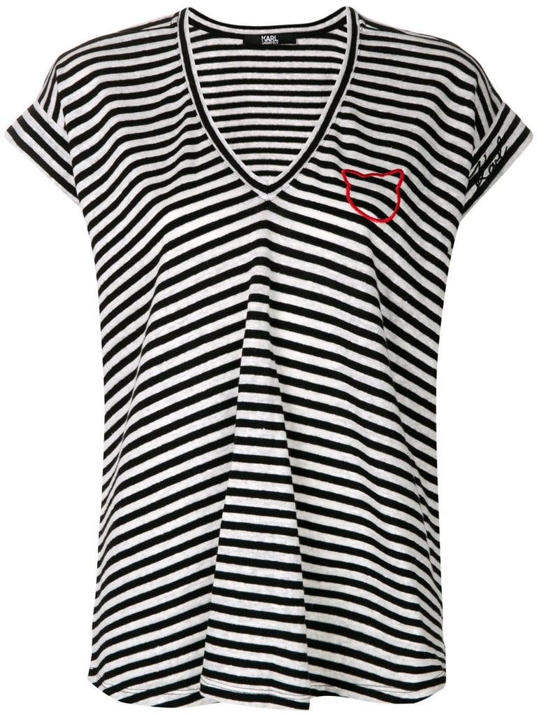 V-neck striped T-shirt