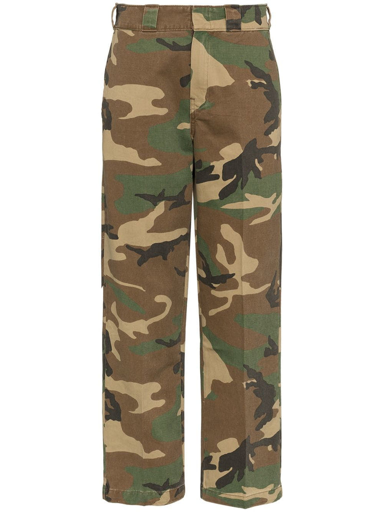 camouflage print trousers