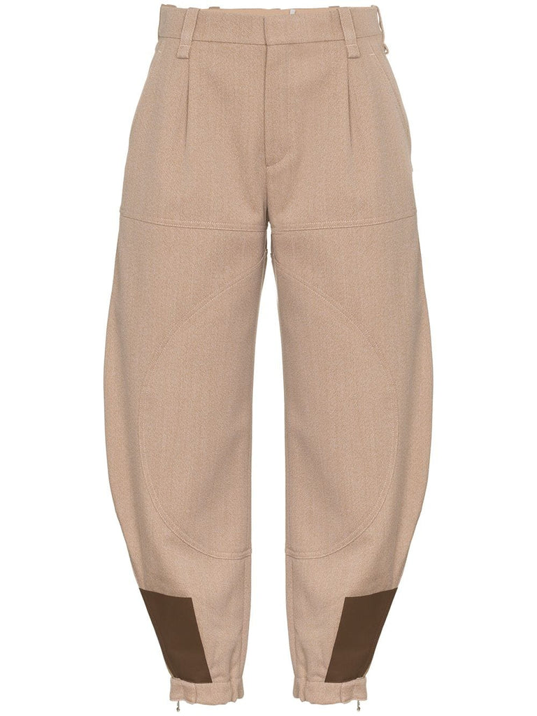 Jodhpur wool and leather cropped trousers