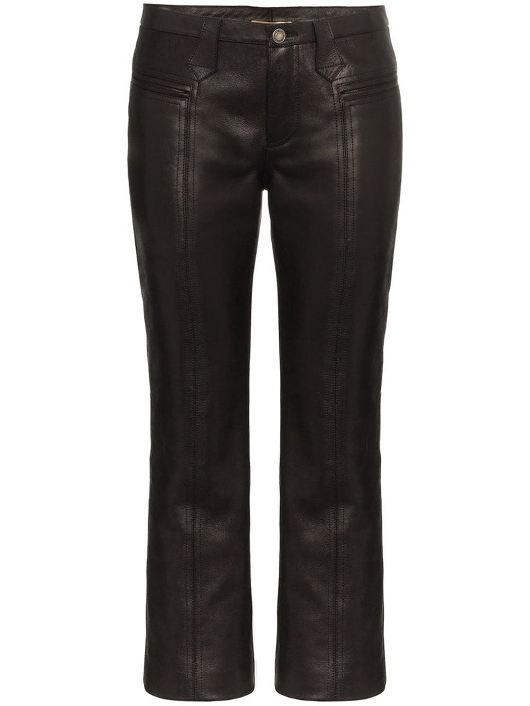 kick flare leather trousers