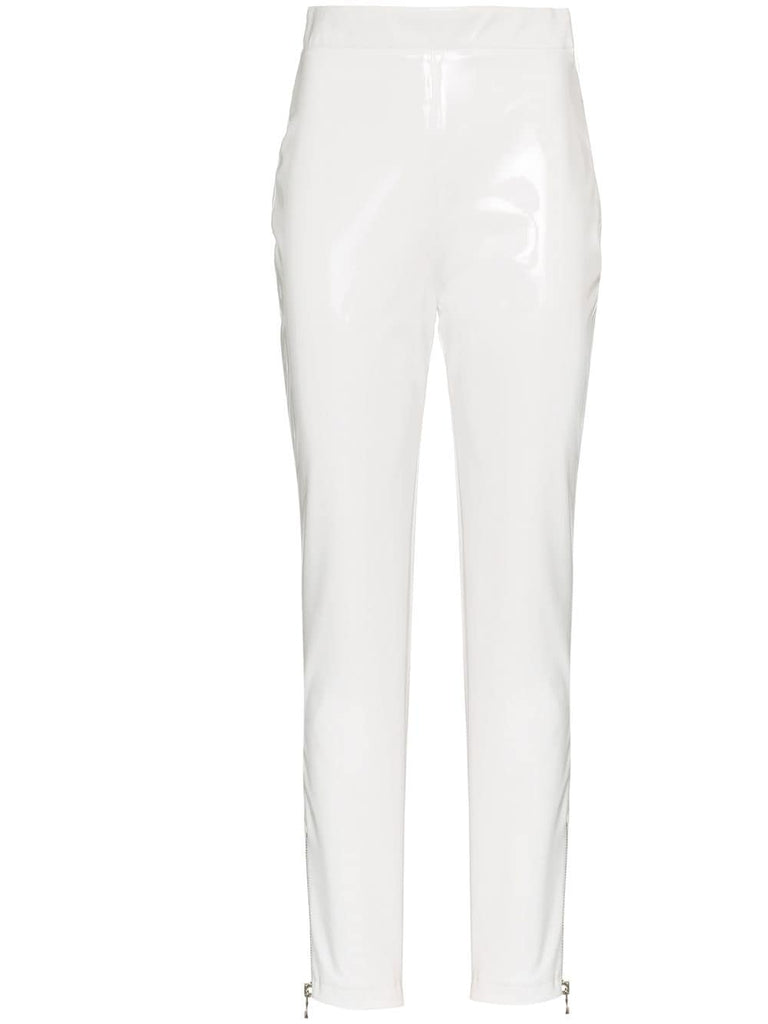 high-waisted skinny vinyl trousers