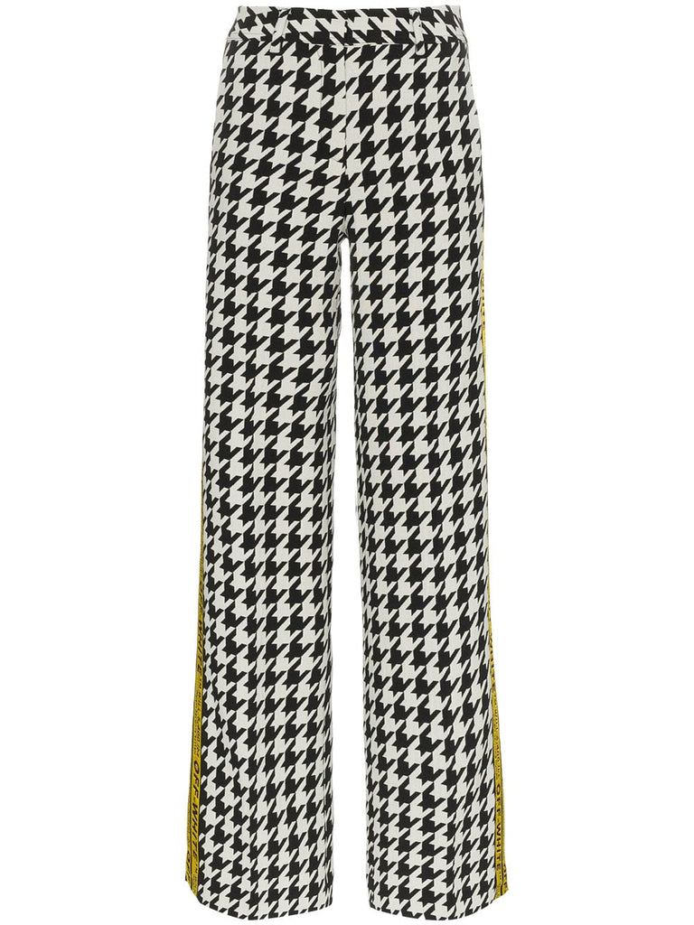 side-stripe check trousers