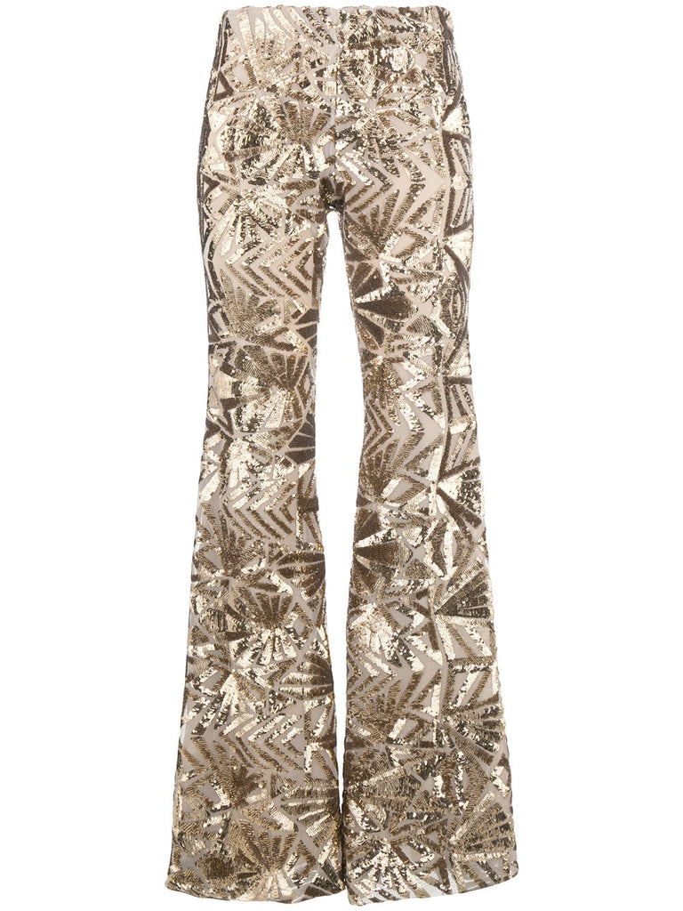 sequin embellished flared trousers