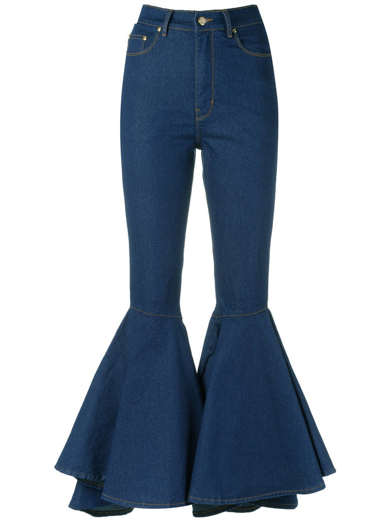 denim flared culottes