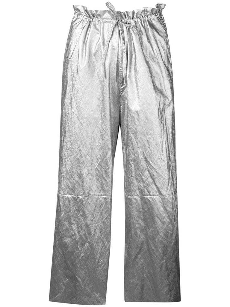 high-waisted metallic culottes