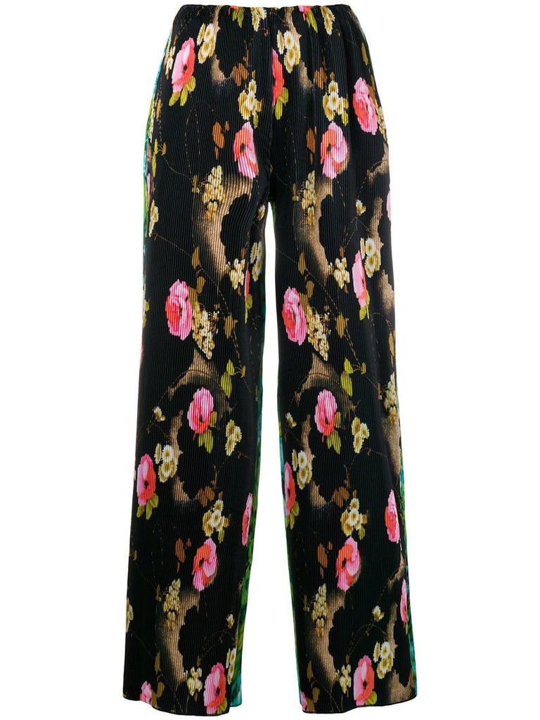 floral print pleated trousers