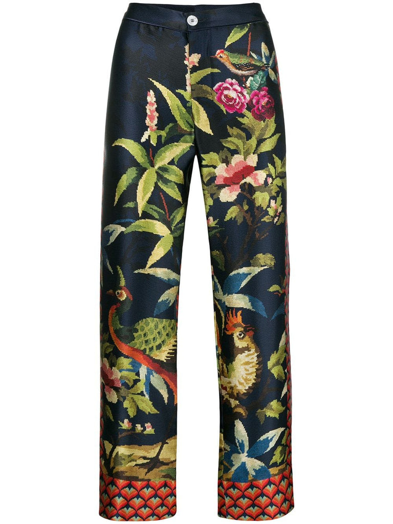 cropped floral-print trousers