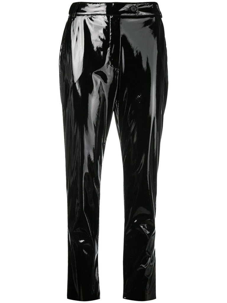 slim fit vinyl trousers