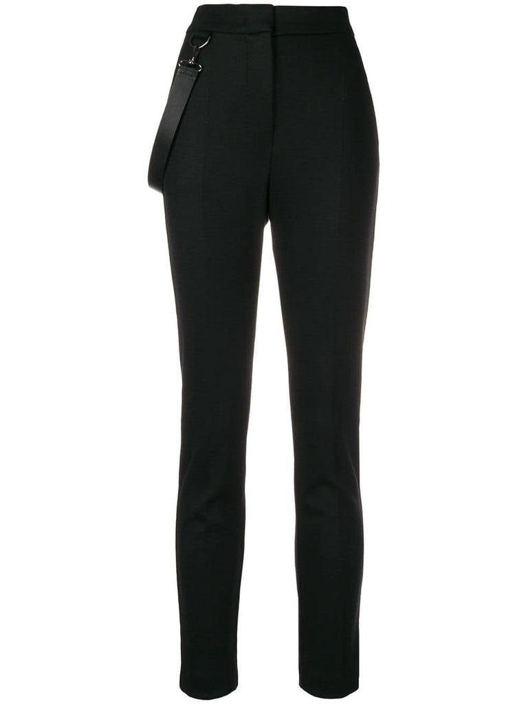 high-waisted slim trousers