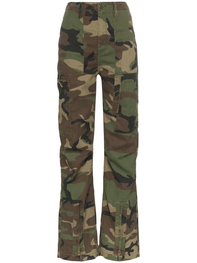 camouflage print cargo trousers