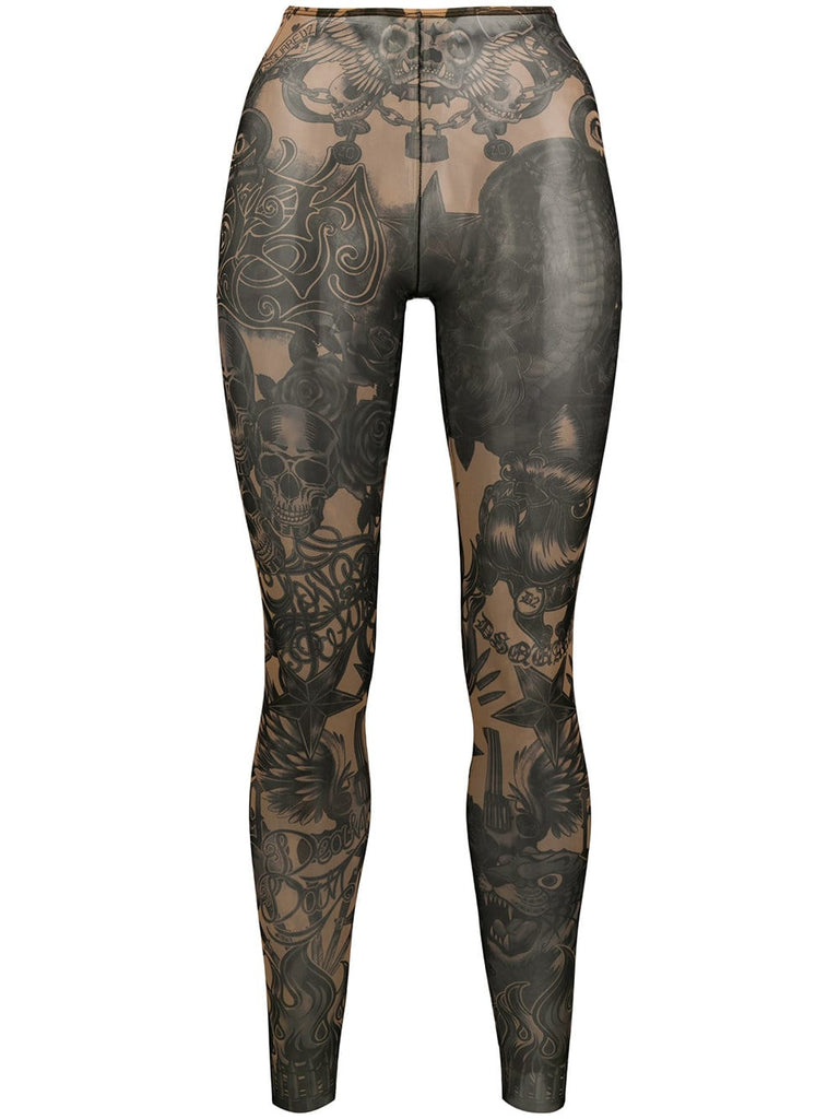 tattoo skinny-fit leggings