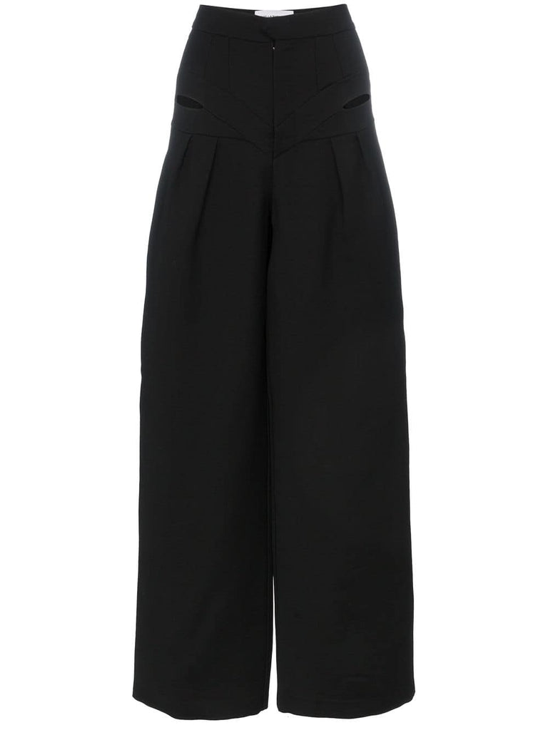 high waisted cutout wool trousers