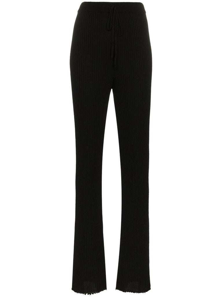 ribbed flared wool trousers