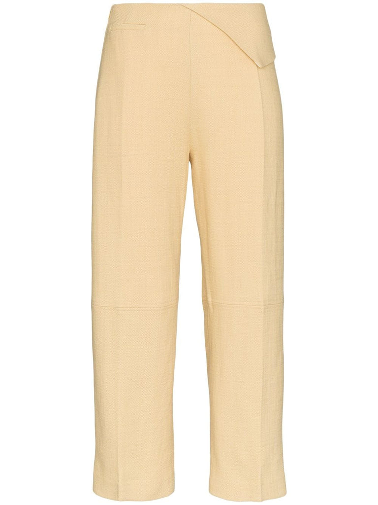 pleat front waist detail cotton trousers