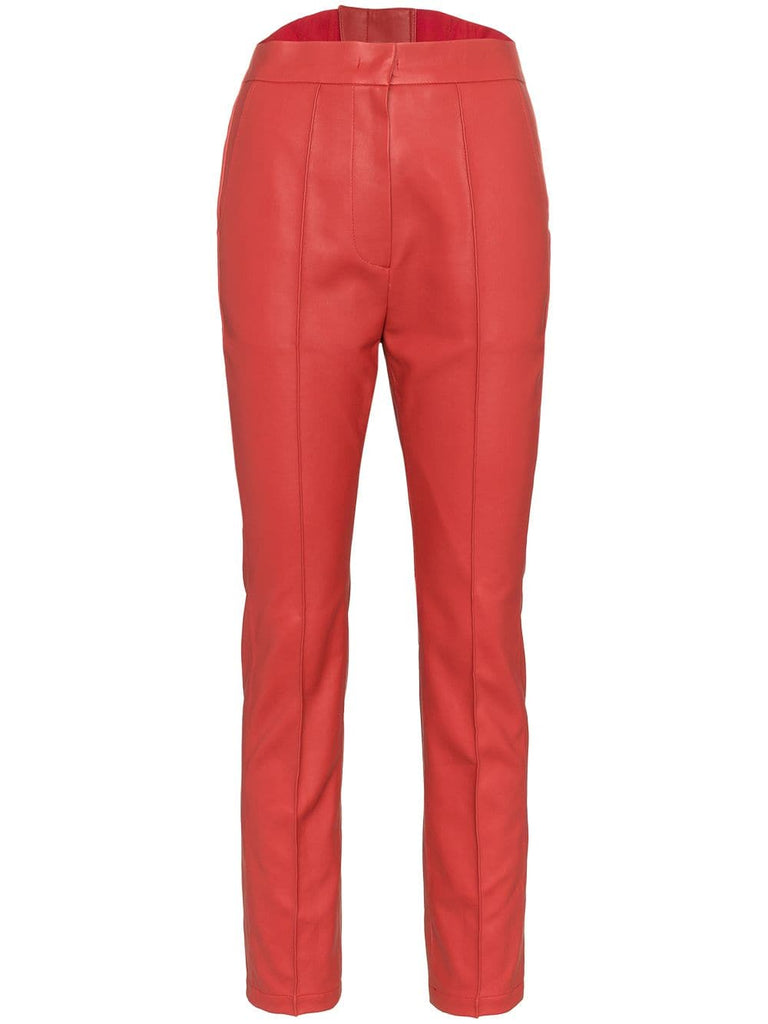 high waisted cropped faux leather trousers