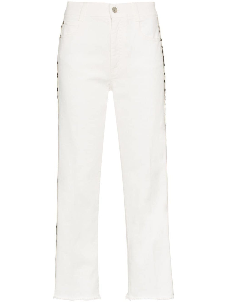 logo strip cropped jeans