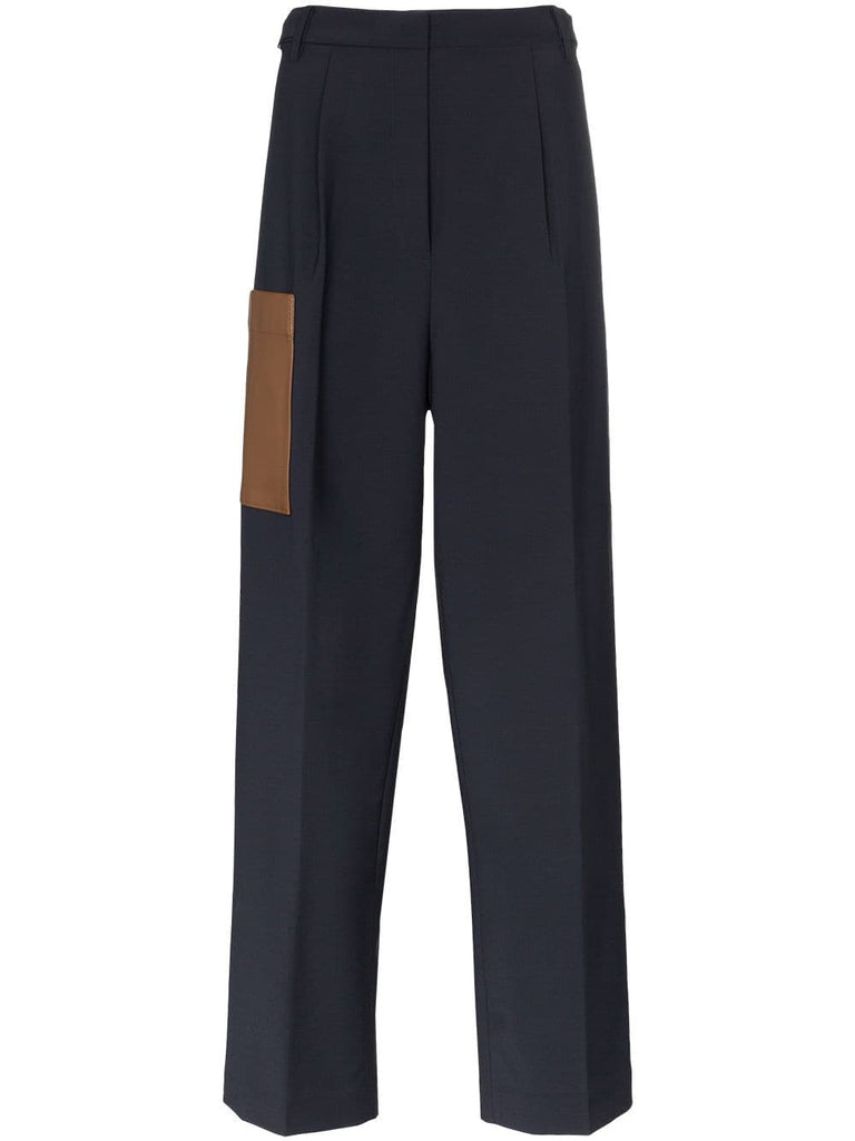 patch pocket straight trousers