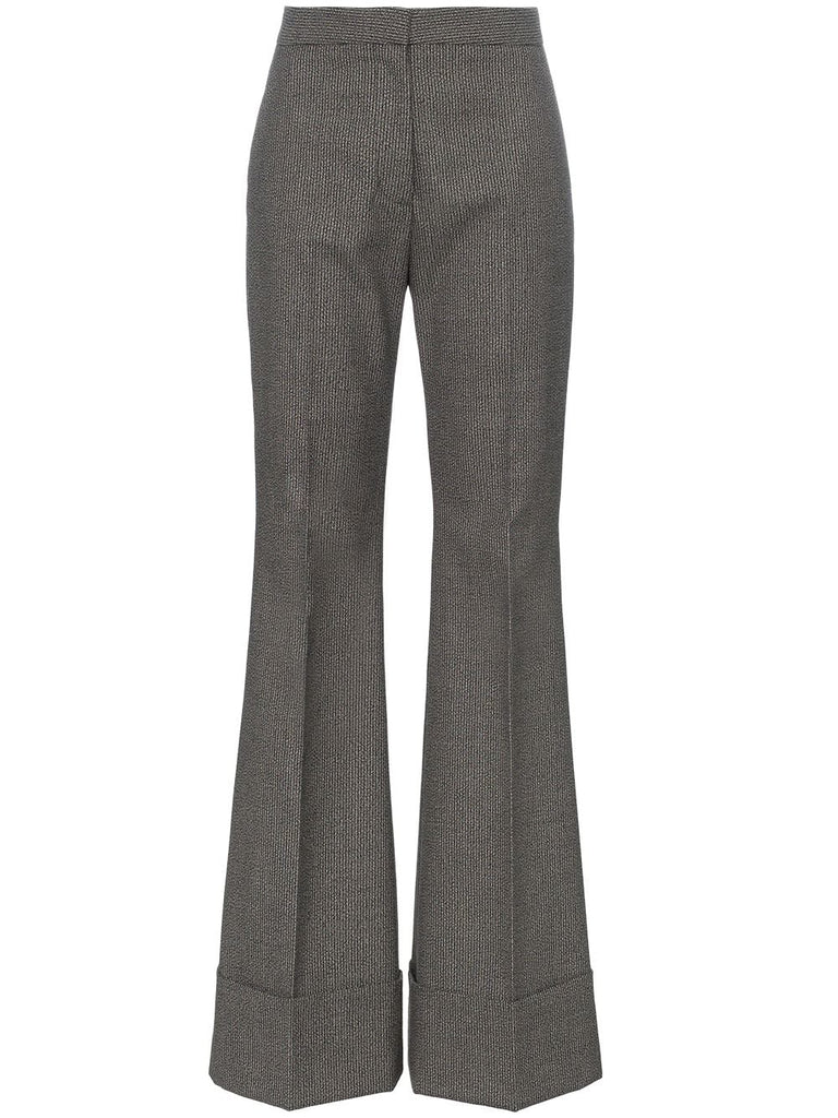 high rise flared cotton wool-blend trousers