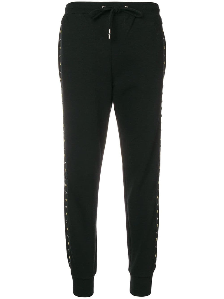 embellished stripe track pants