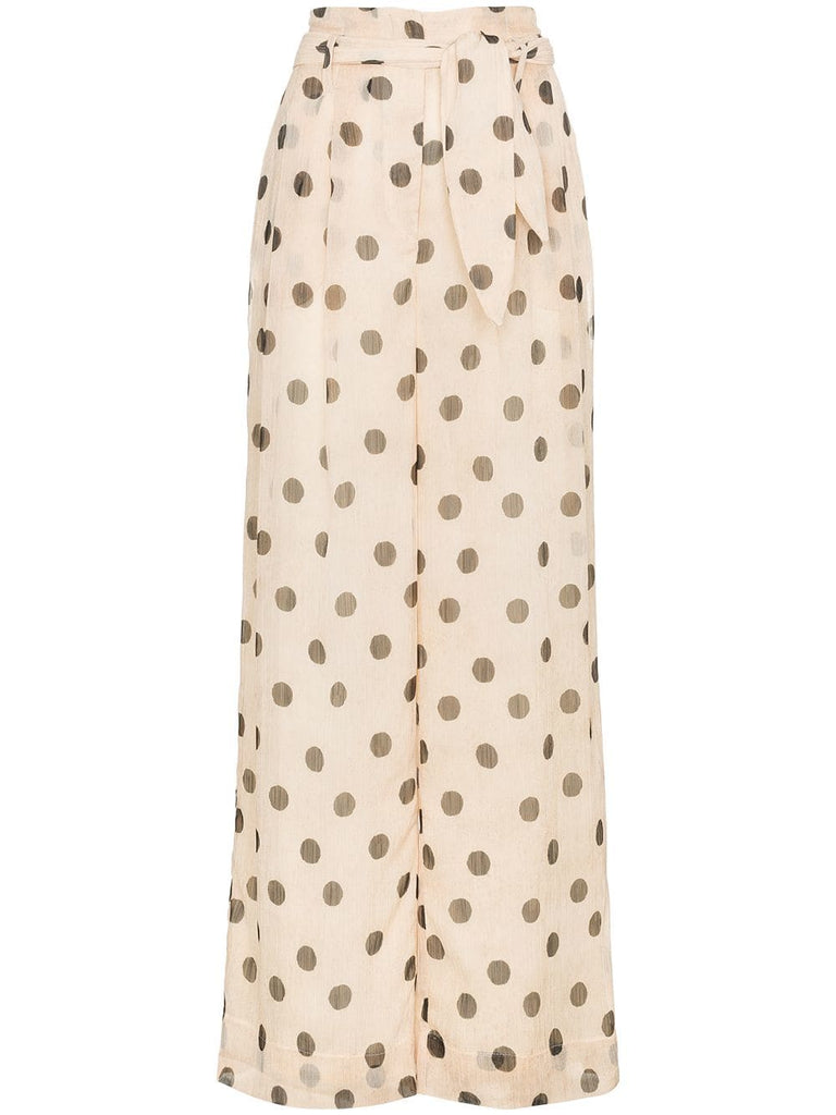 polka-dot flared trousers