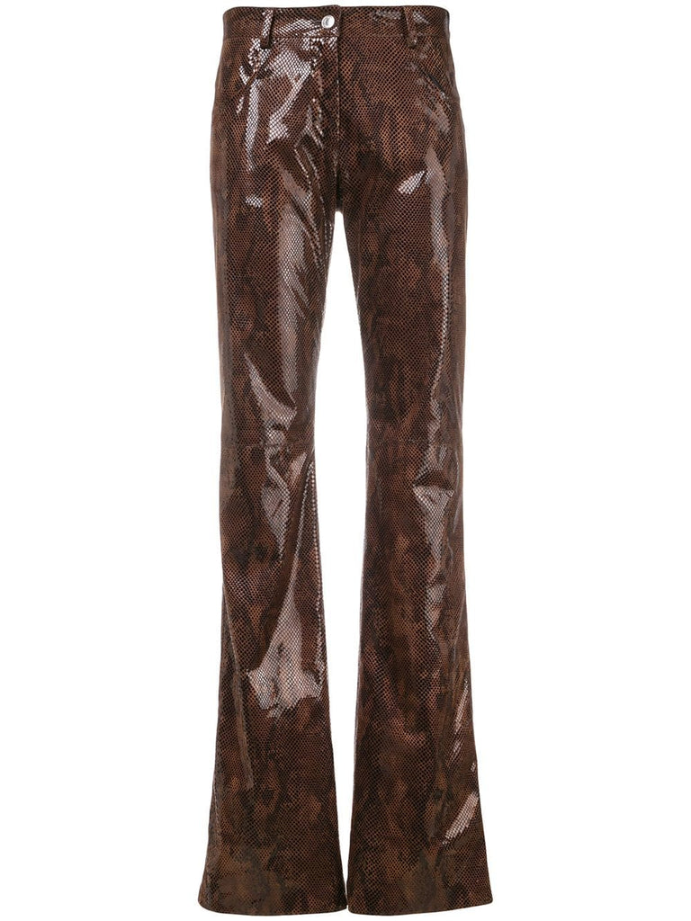 snakeskin effect trousers