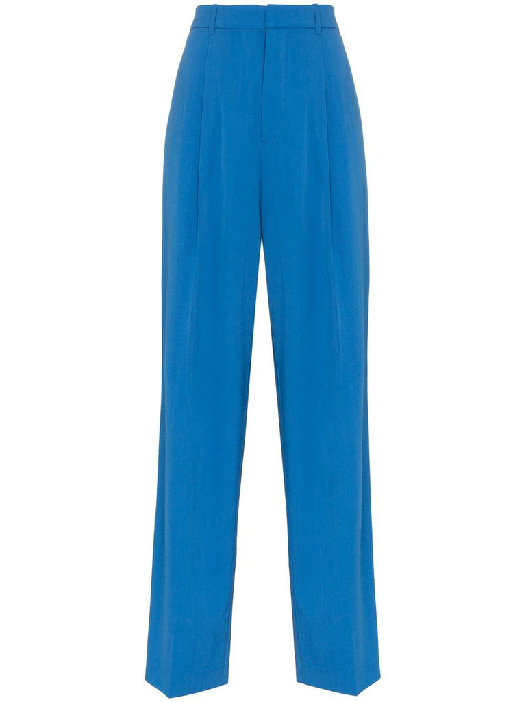 Riska high waisted and pleated wool trousers