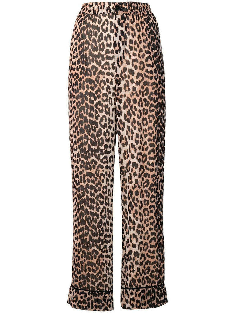 leopard print straight trousers