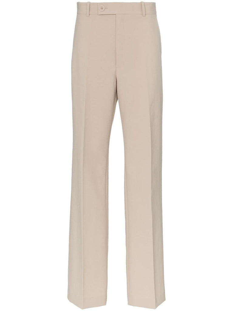 high waisted wide leg cotton suit trousers