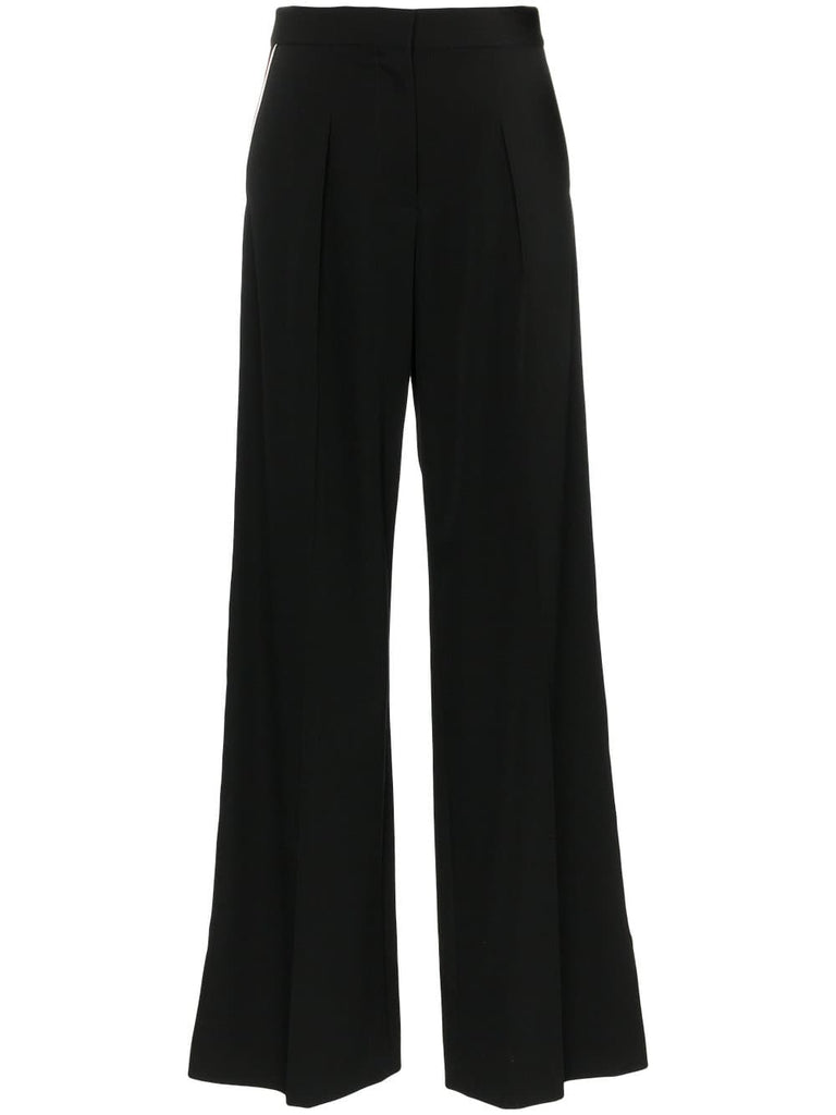 wide-leg silk trousers