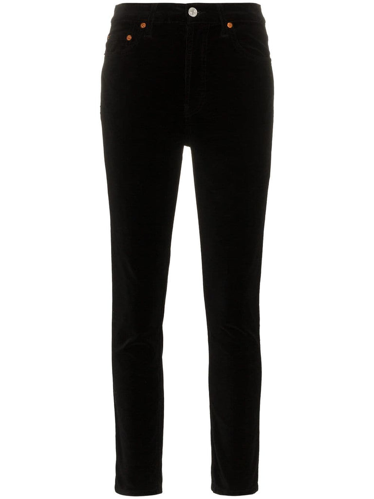 Velvet High-Waisted Skinny Trousers