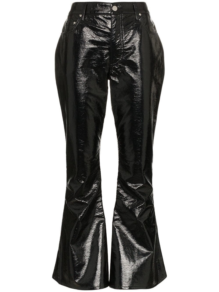 Veritas kick flare vinyl trousers