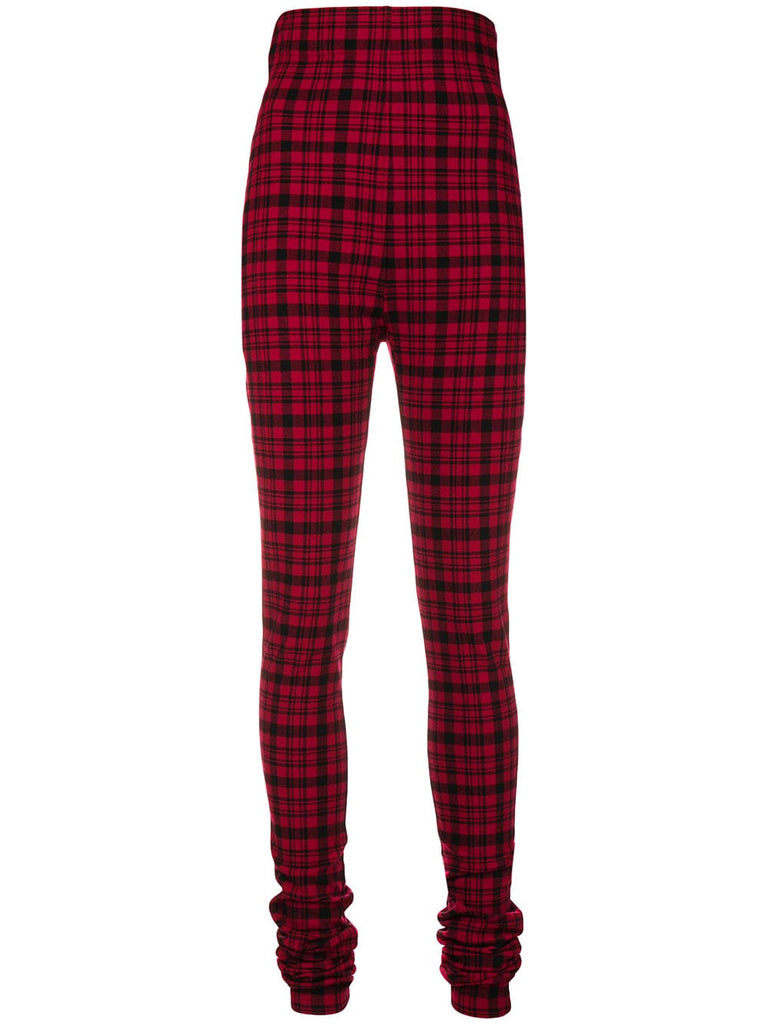 checked high-waist trousers