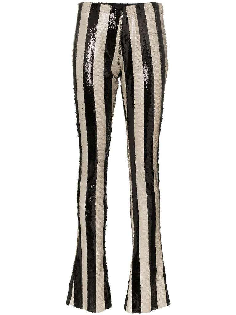 stripe embellished sequin trousers