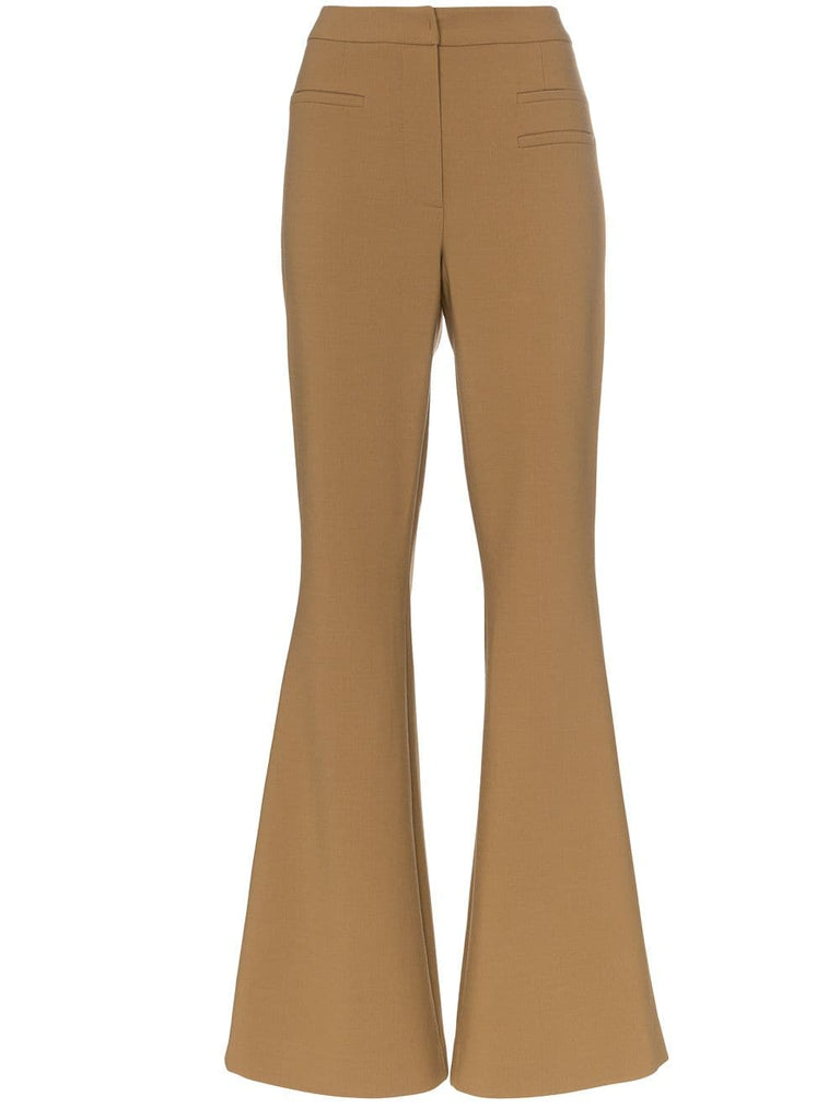 high waist wool flared trousers