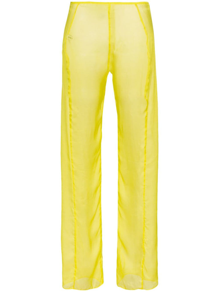 wide leg silk chiffon trousers