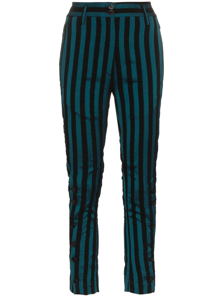 striped cotton blend trousers