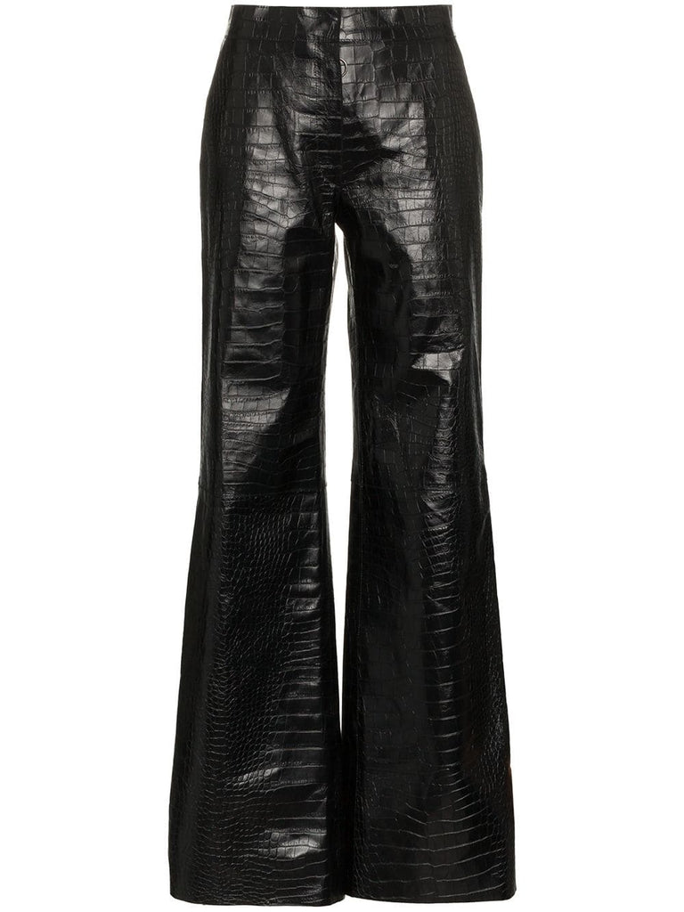 flared leg patent leather trousers