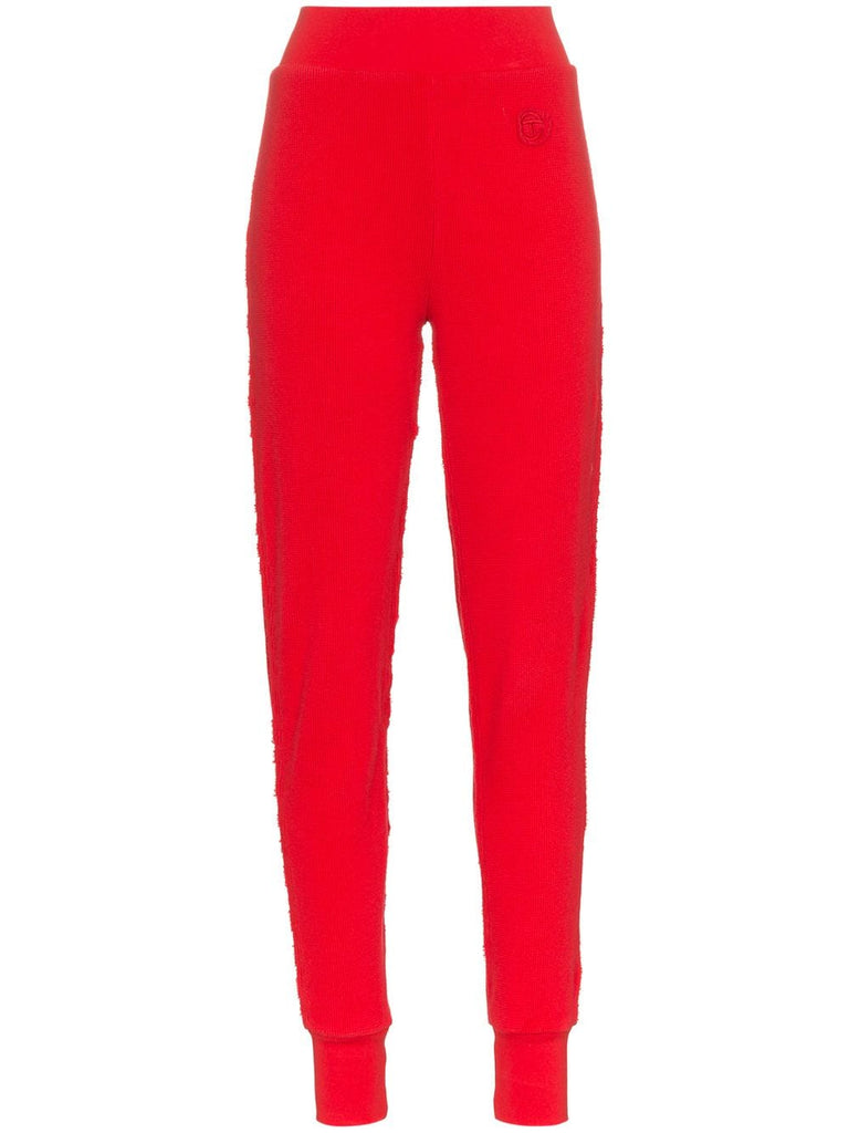 High-waist stretch cotton trousers