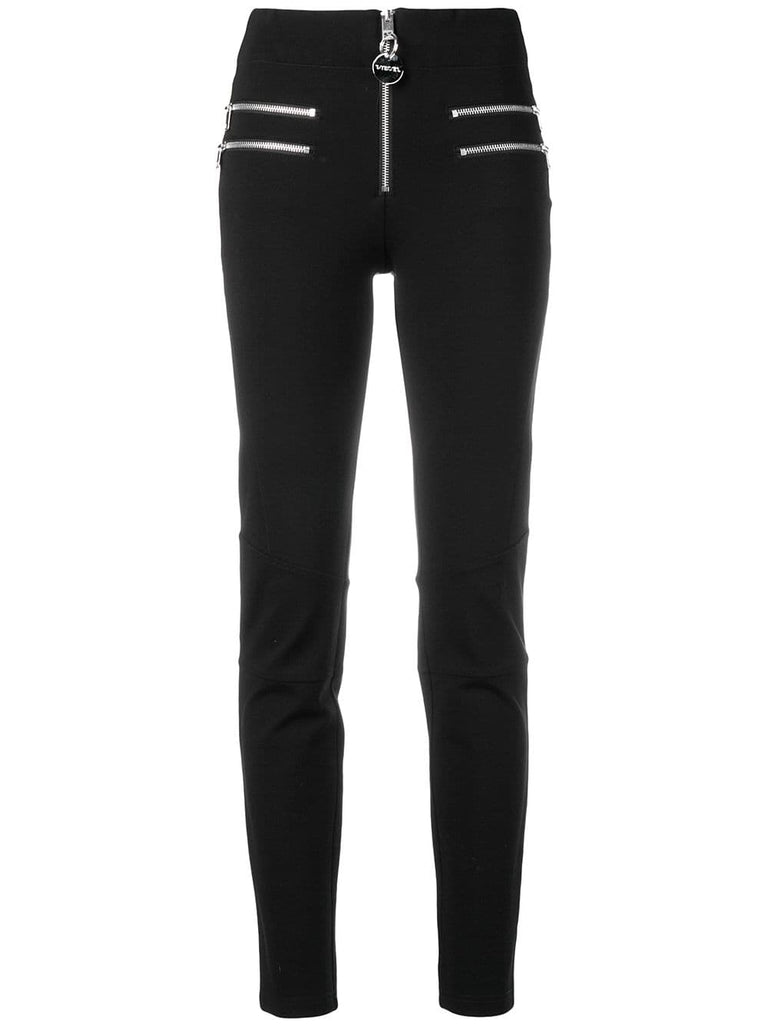 zip-embellished skinny trousers