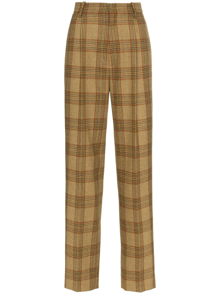 checked wool trousers