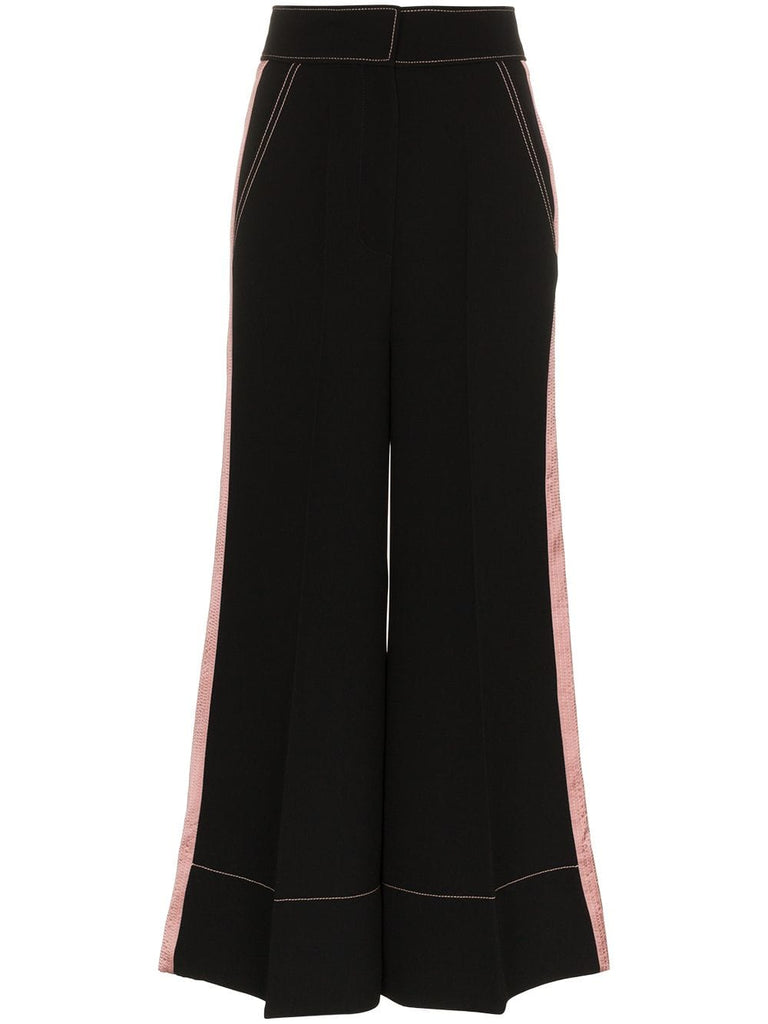 Hasani wide leg contrasting stripe trousers