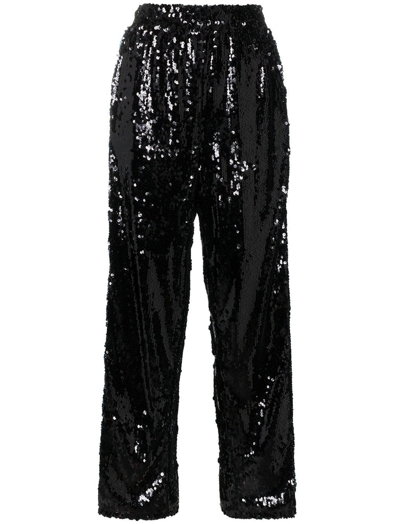 sequin embellished split trousers