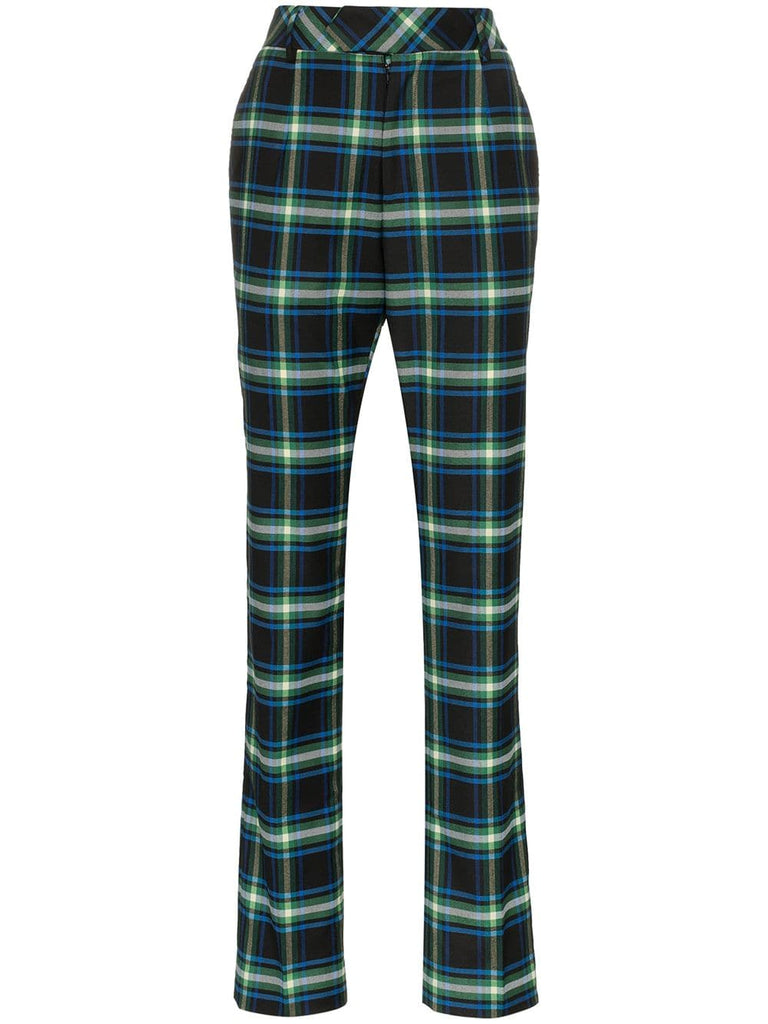 High-Waisted Checked Trousers