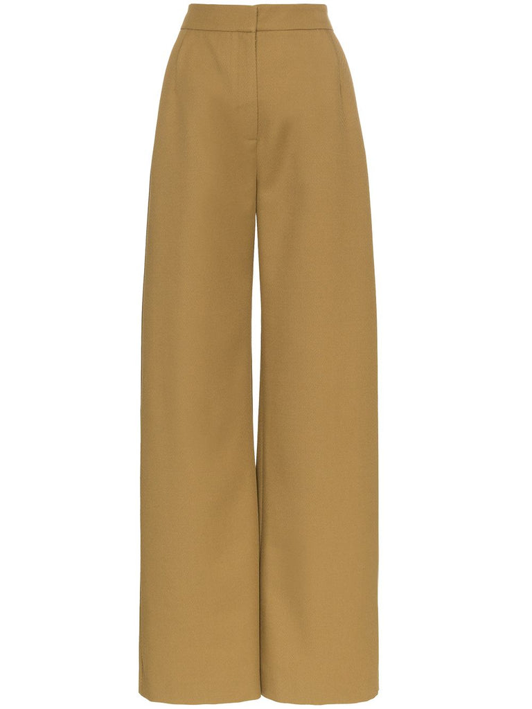 straight wide leg wool trousers